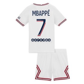Paris Saint-Germain PSG Kylian Mbappé 7 Fodboldtrøjer Børn 4. sæt 2021/22 Kort ærmer